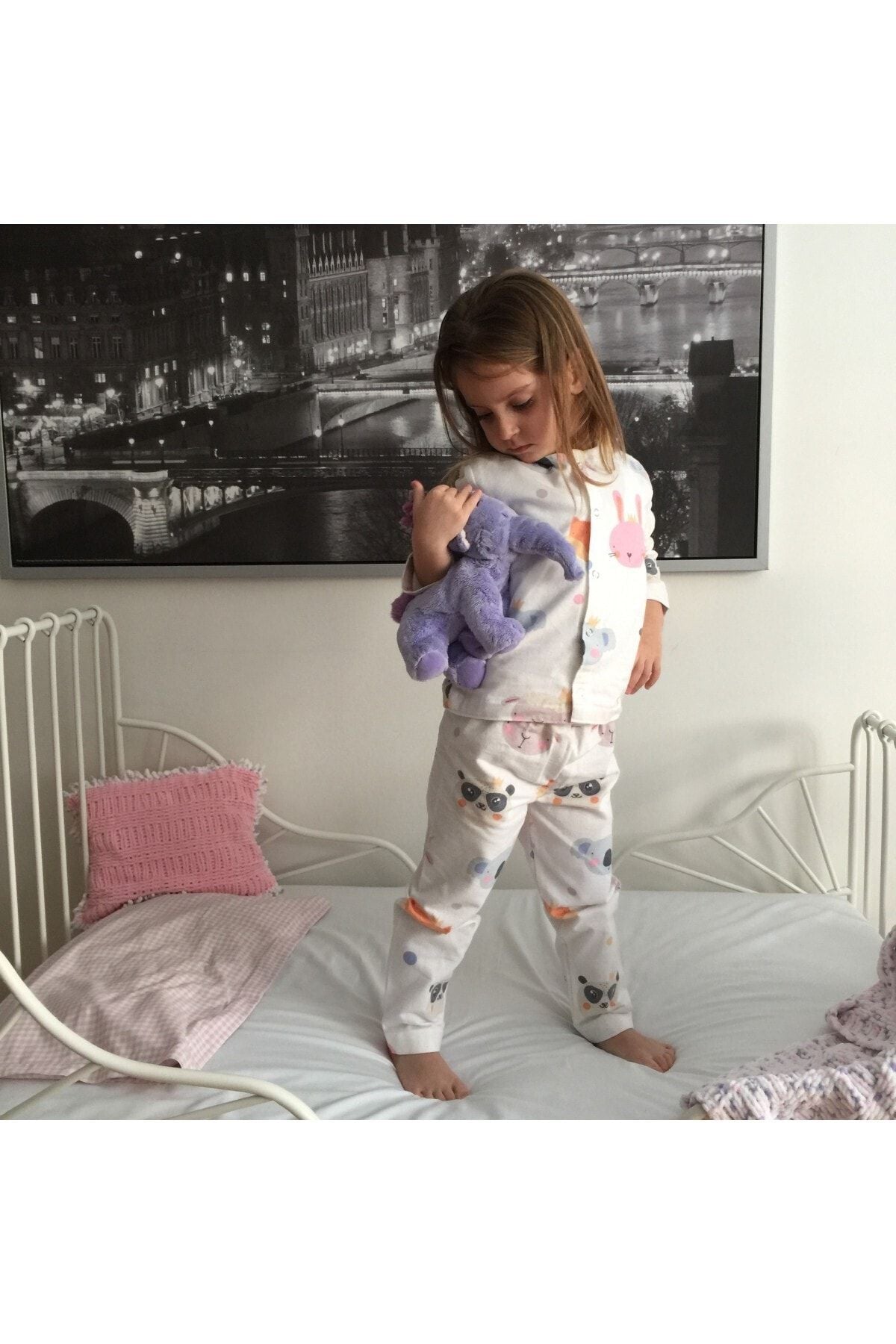 Miniko Butik Çılgın Orman Desenli %100 Pamuk Pazen Pijama Takımı