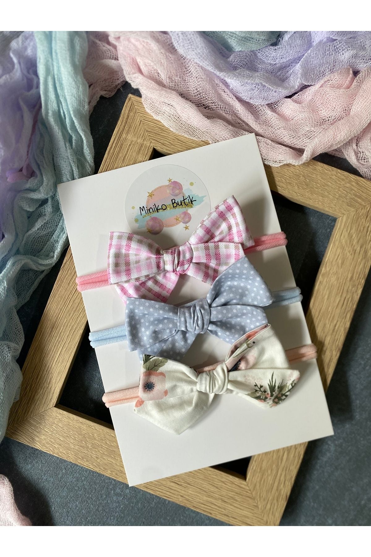 Yenidoğan Uyumlu Pamuk Saten Bebek Saç Bandı 3'lü