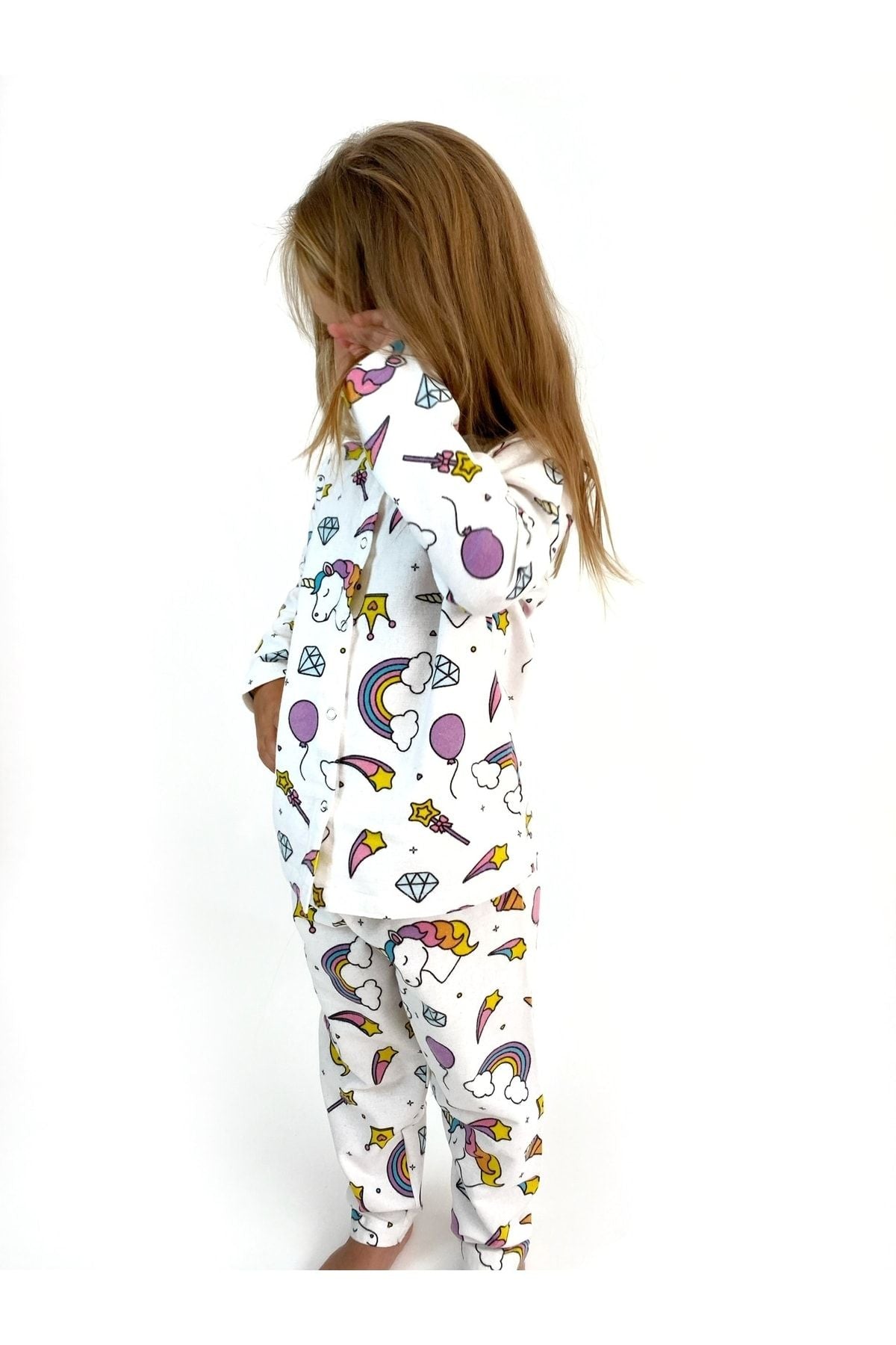 Miniko Butik Unicorn Desenli %100 Pamuk Pazen Çocuk Pijama Takımı