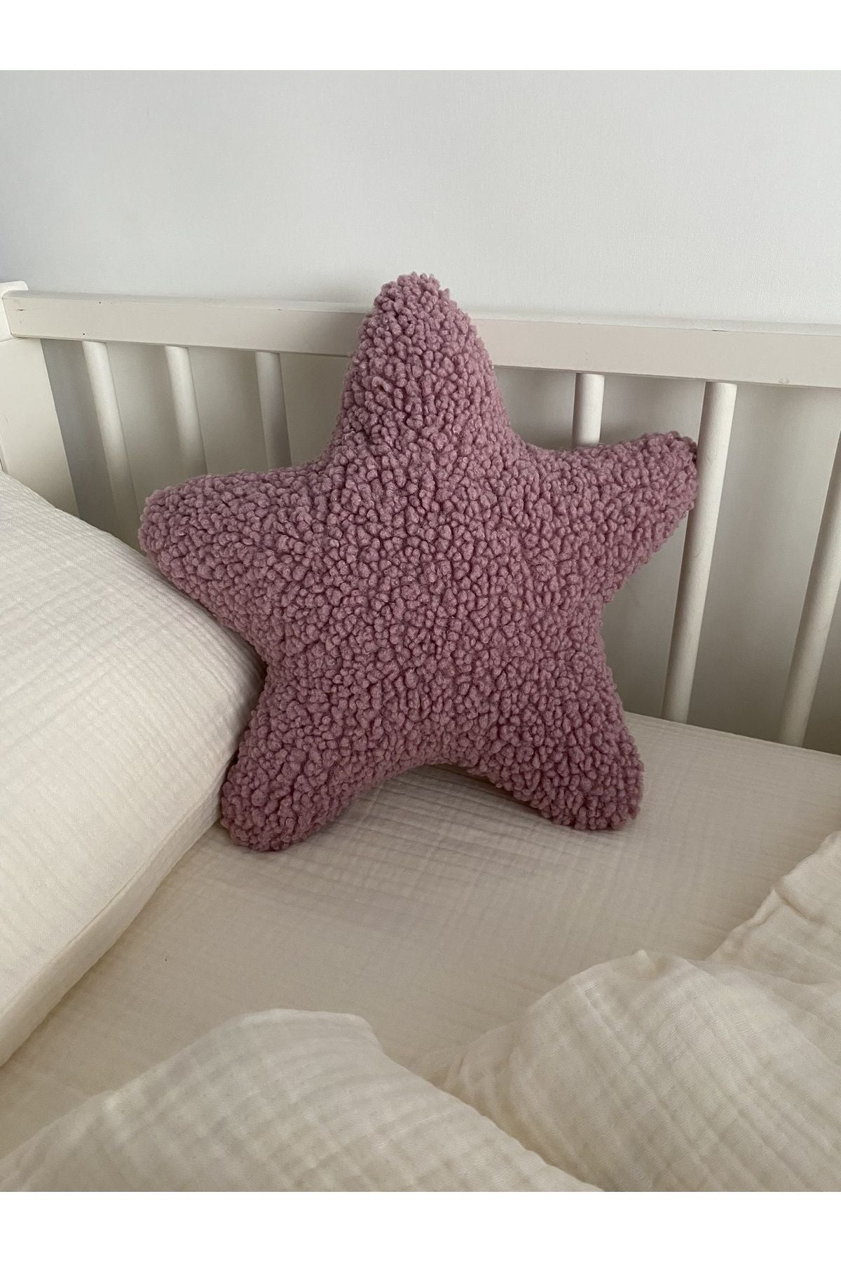 Gül Kurusu Rengi Teddy Yıldız Yastık