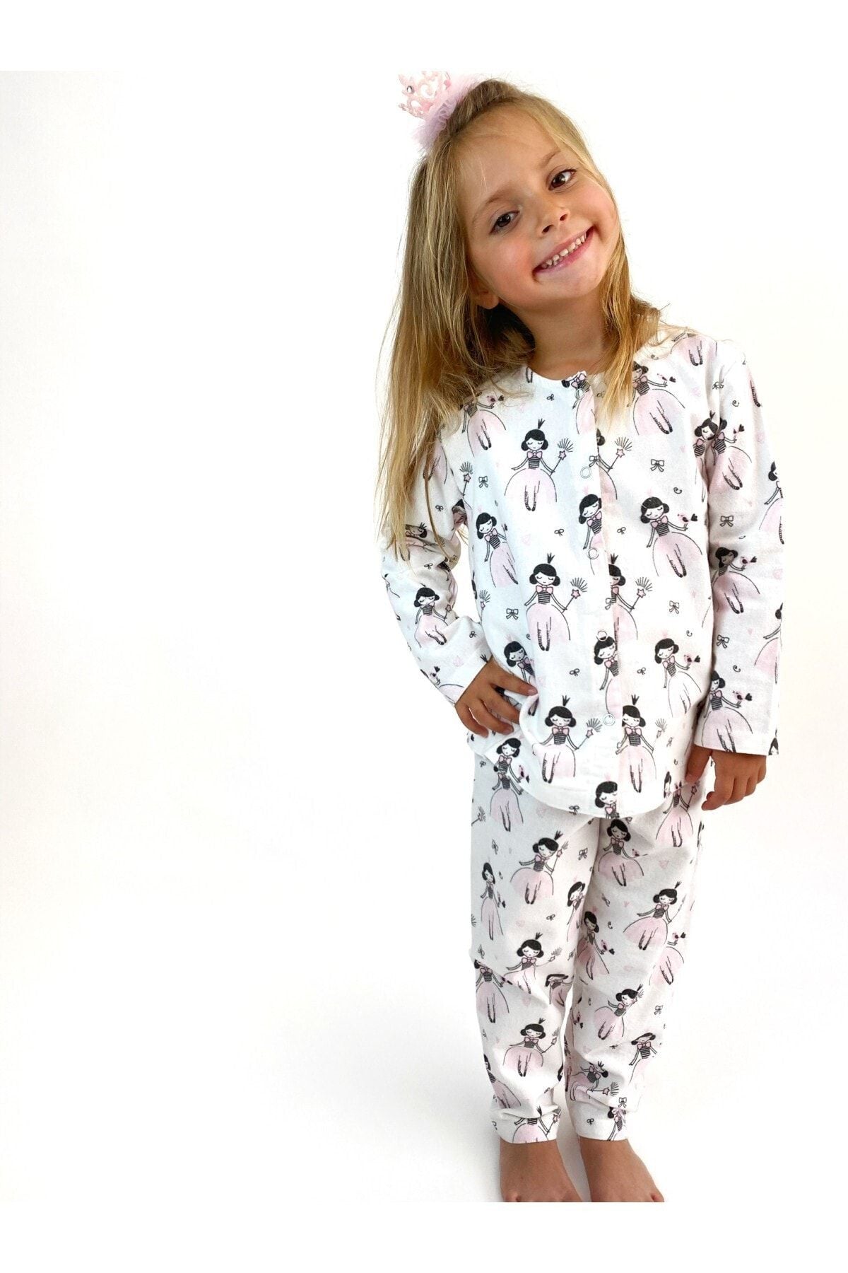 Miniko Butik Peri Kızı Desenli %100 Pamuk Pazen Çocuk Pijama Takımı