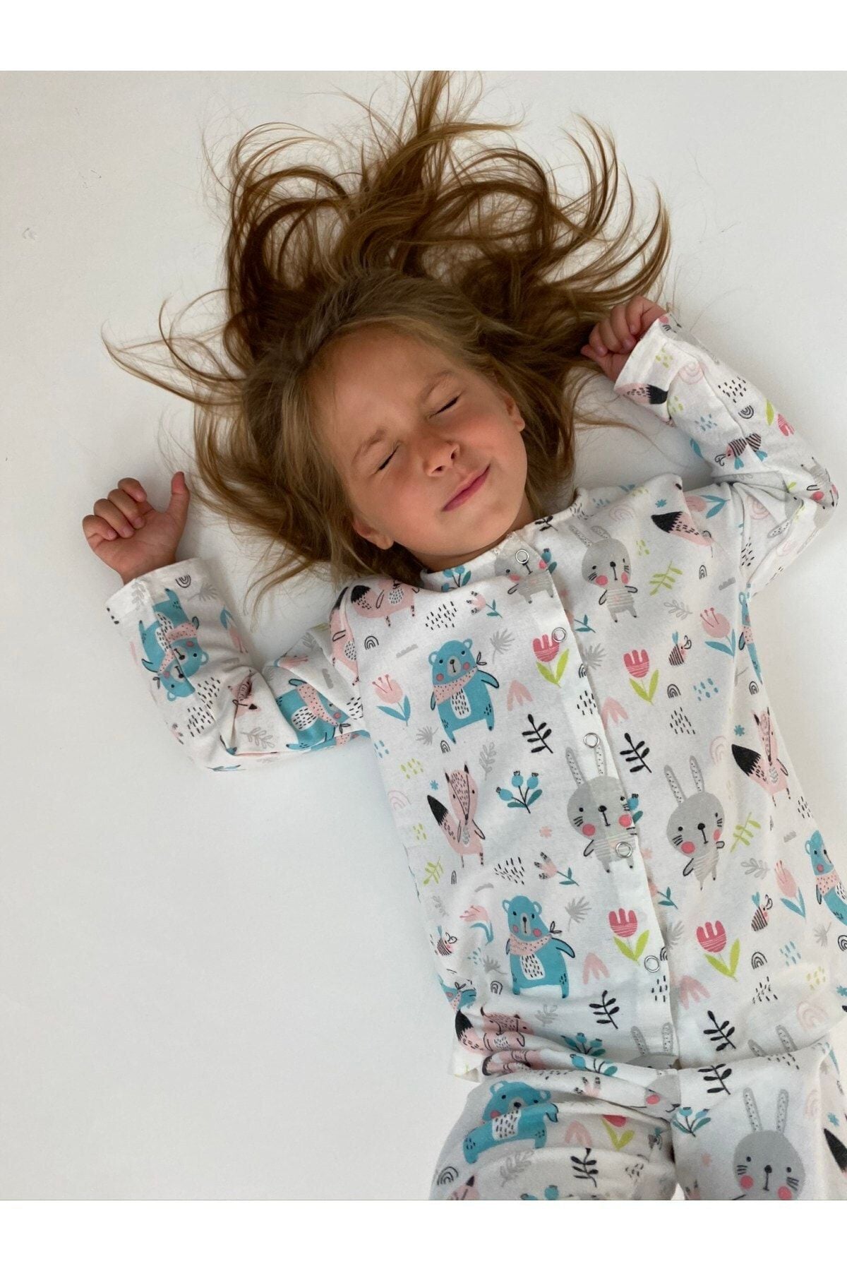 Miniko Butik Renkli Orman Desenli %100 Pamuk Pazen Çocuk Pijama Takımı