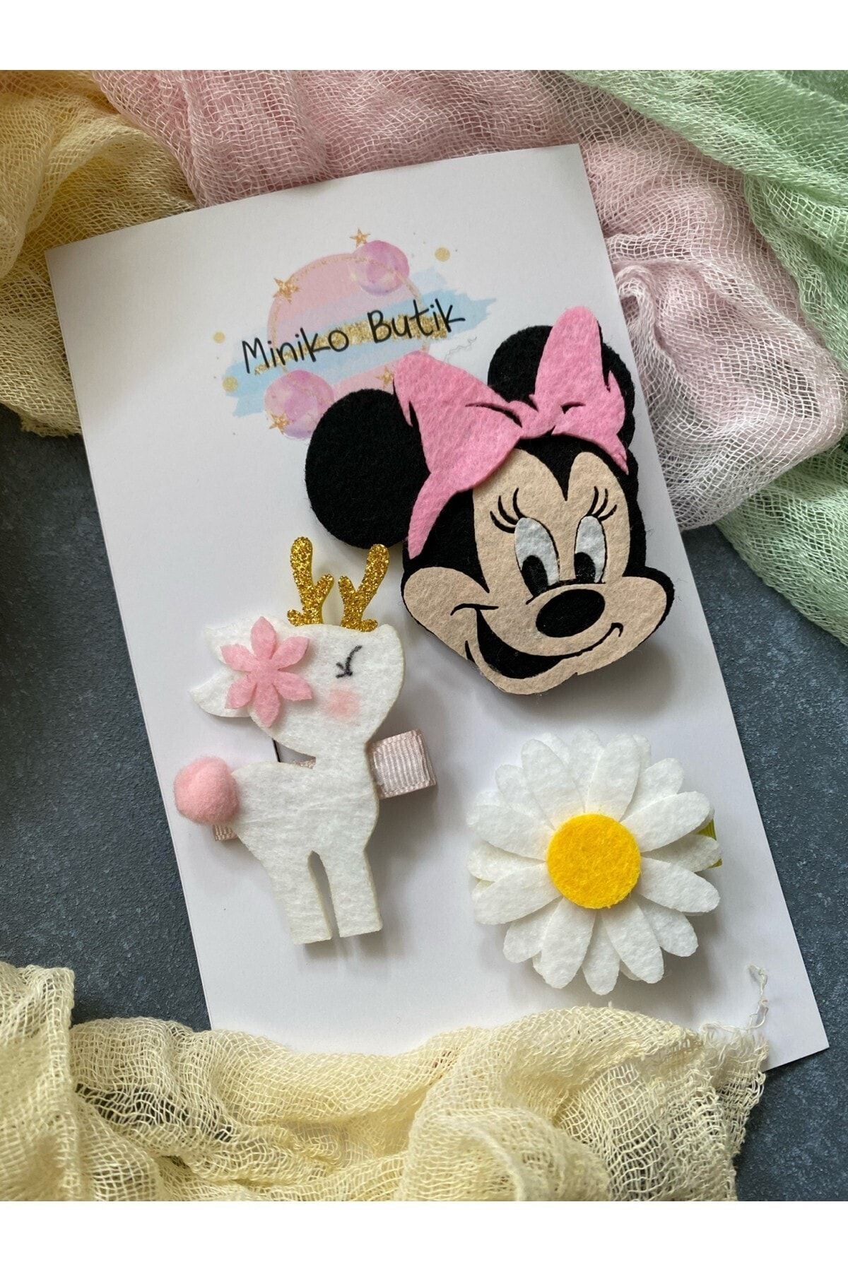 Minnie Mouse Geyik Papatya Toka 3 Lü