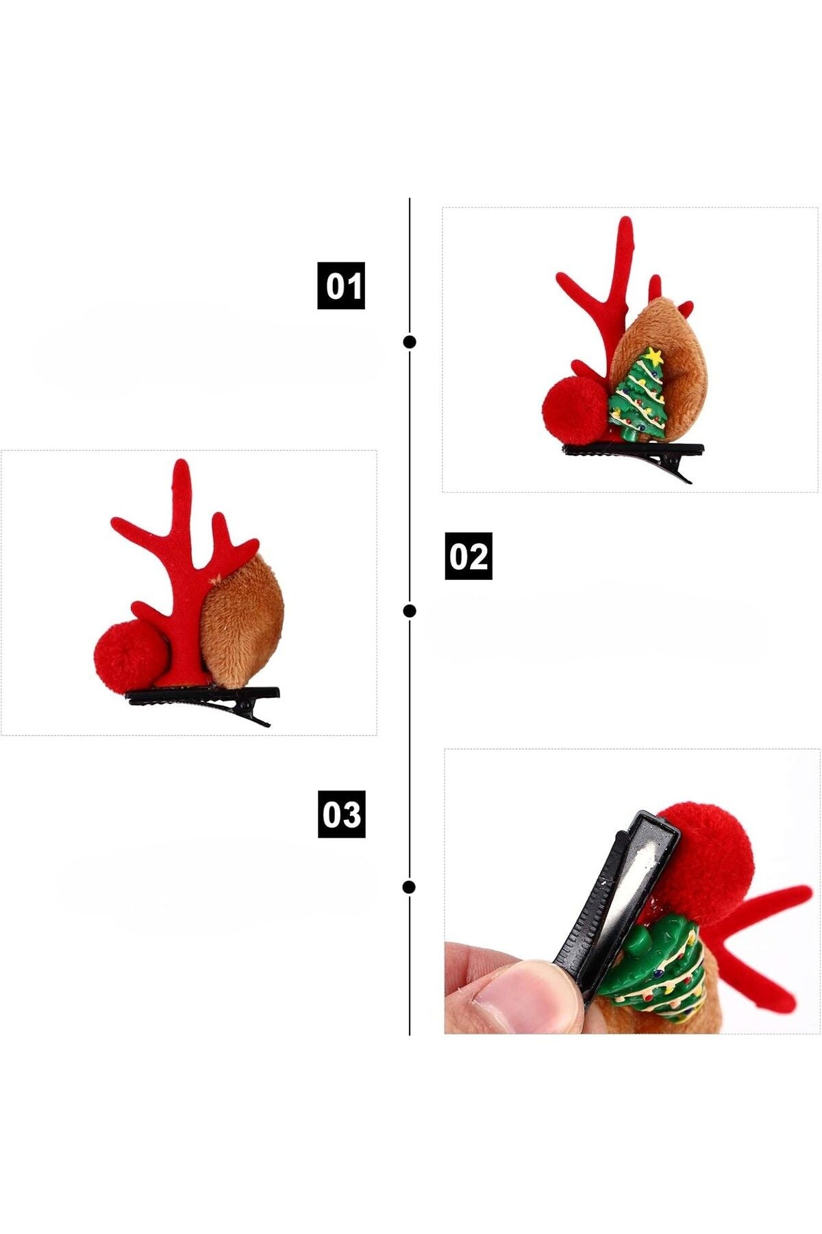 Yılbaşı Noel 1 Çift Klipsli Saç Tokası