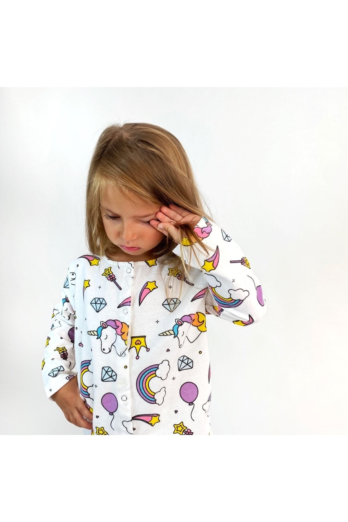 Miniko Butik Unicorn Desenli %100 Pamuk Pazen Çocuk Pijama Takımı