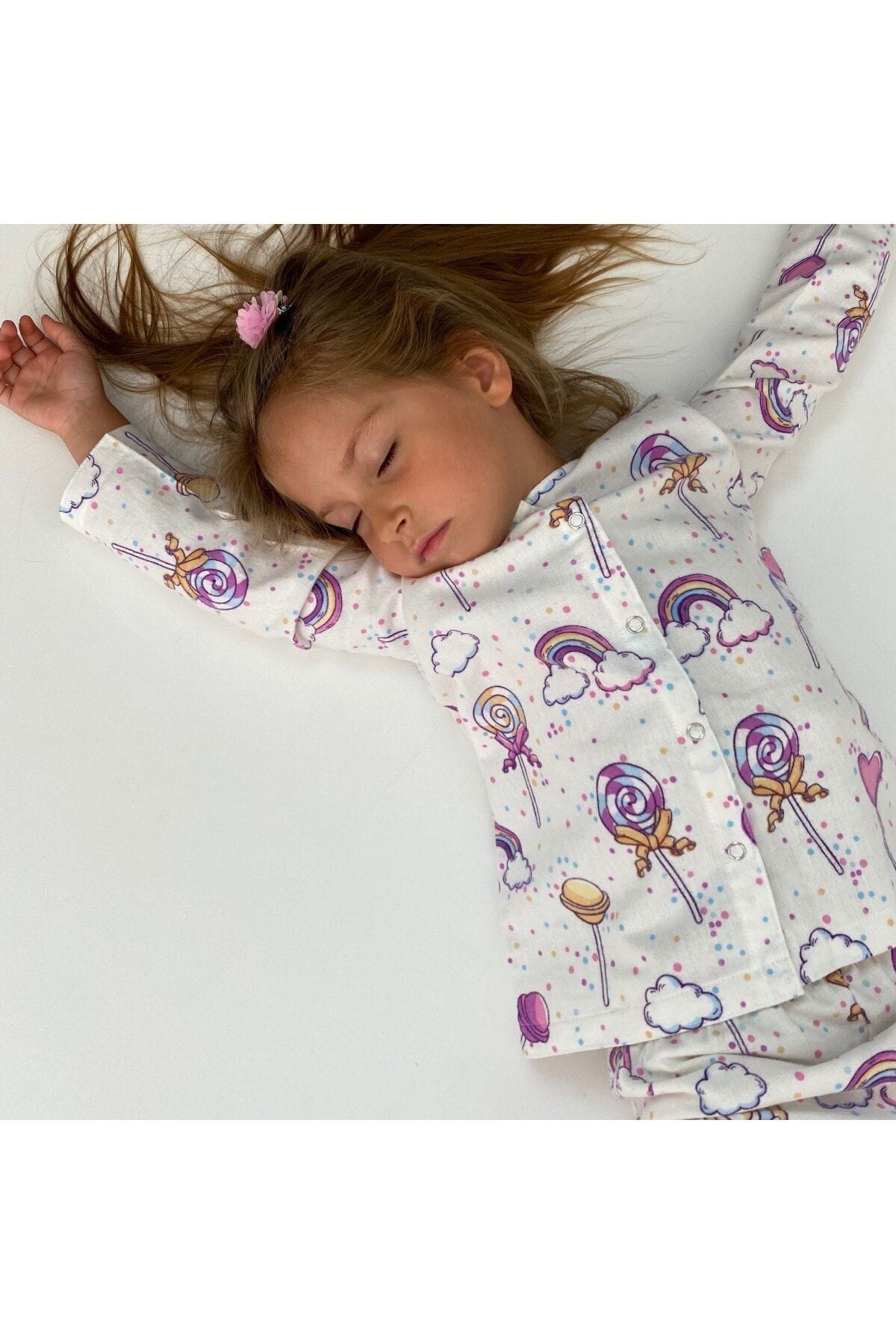 Miniko Butik Lolipop Desenli %100 Pamuk Pazen Çocuk Pijama Takımı
