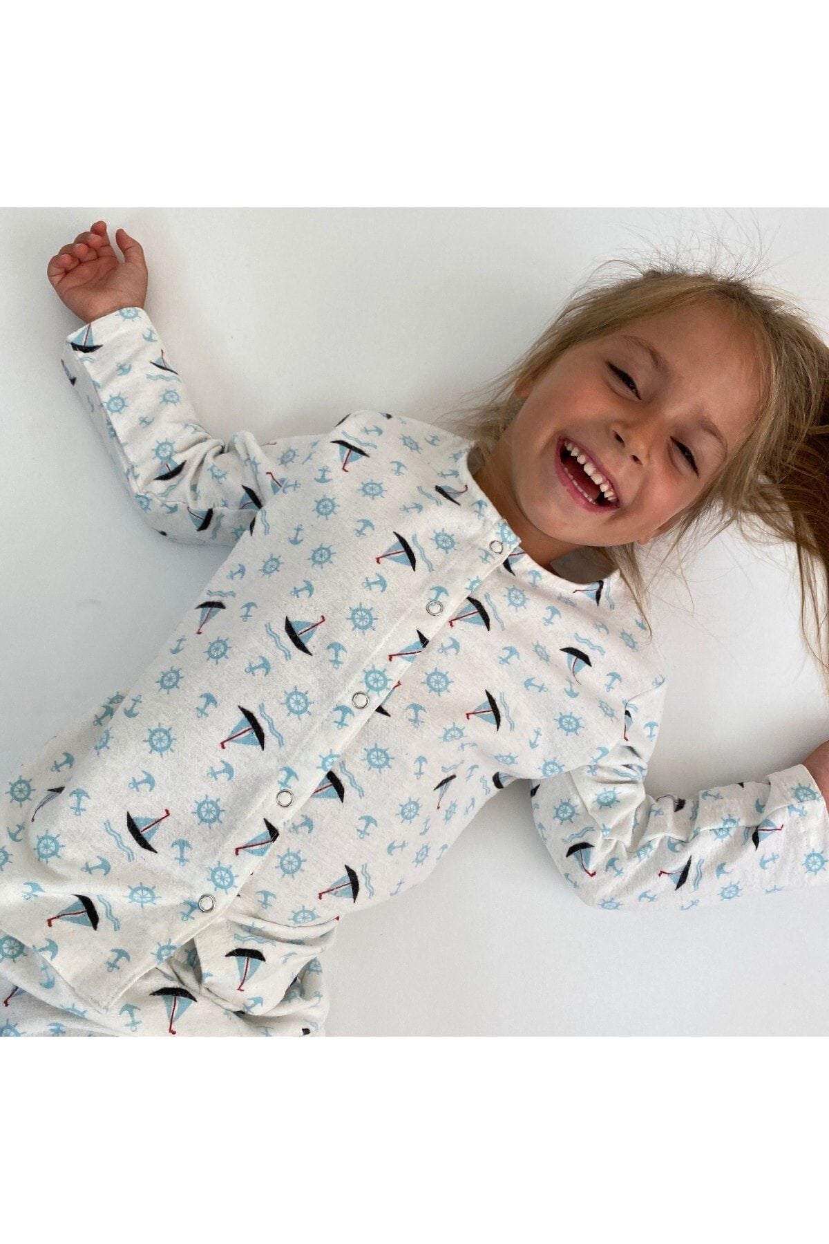 Miniko Butik Yelkenli %100 Pamuk Pazen Çocuk Pijama Takımı