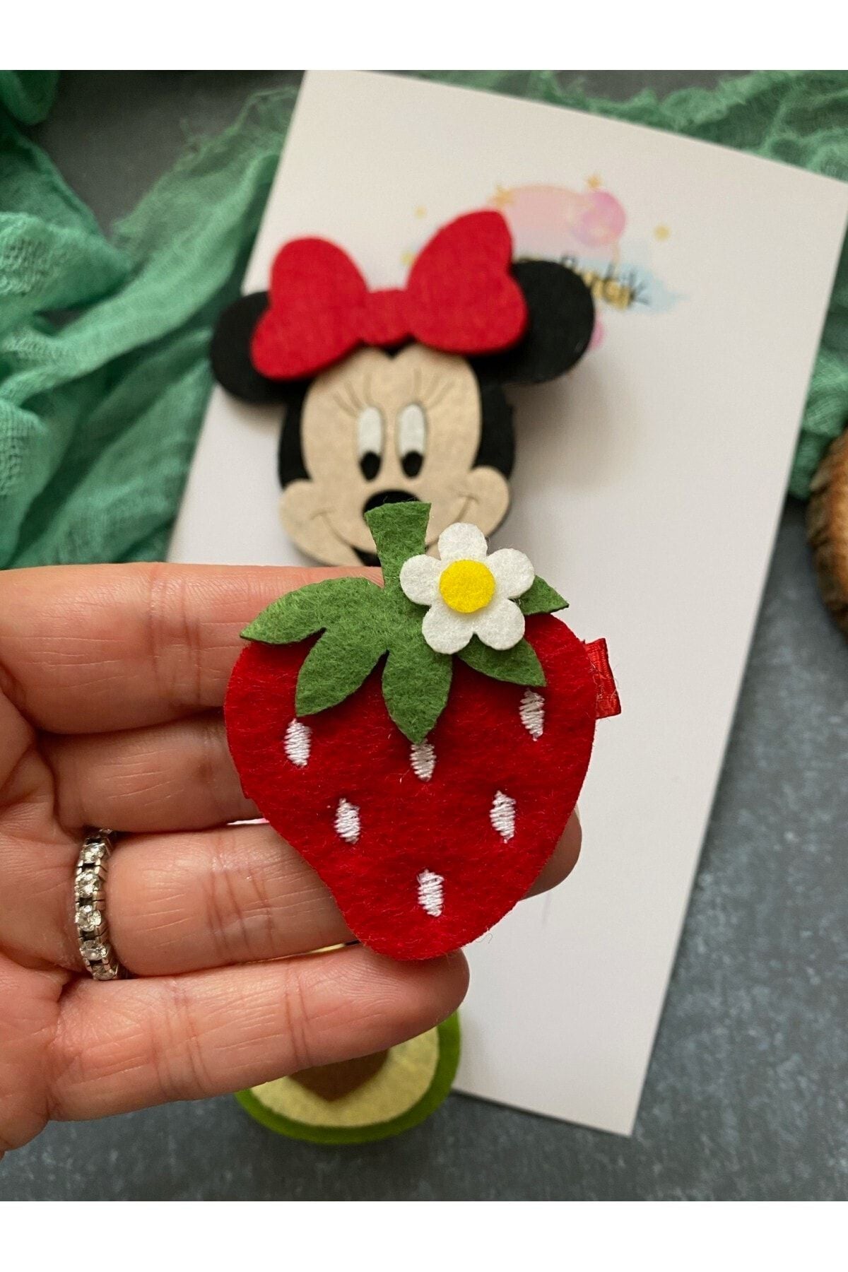 3 Lü Minnie Mouse Çilek Avokado Toka